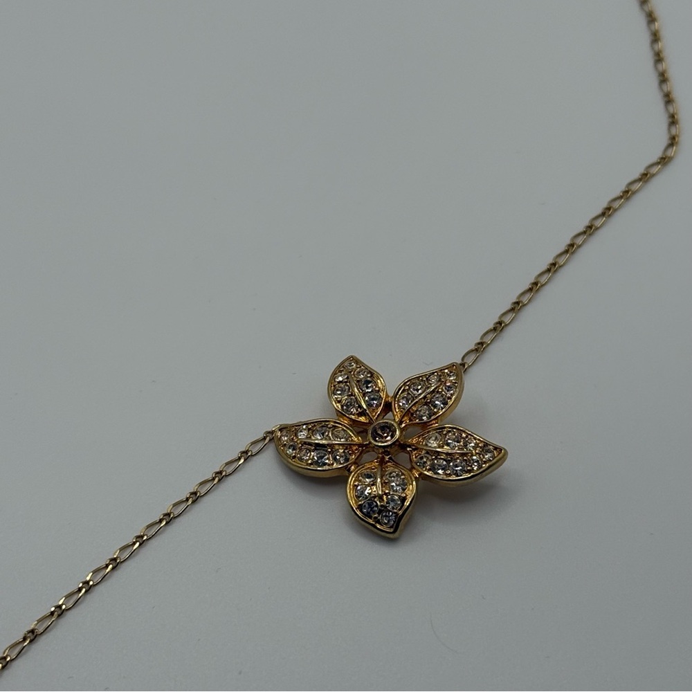 J Crew Flower Pendant Necklace with Gold Chain